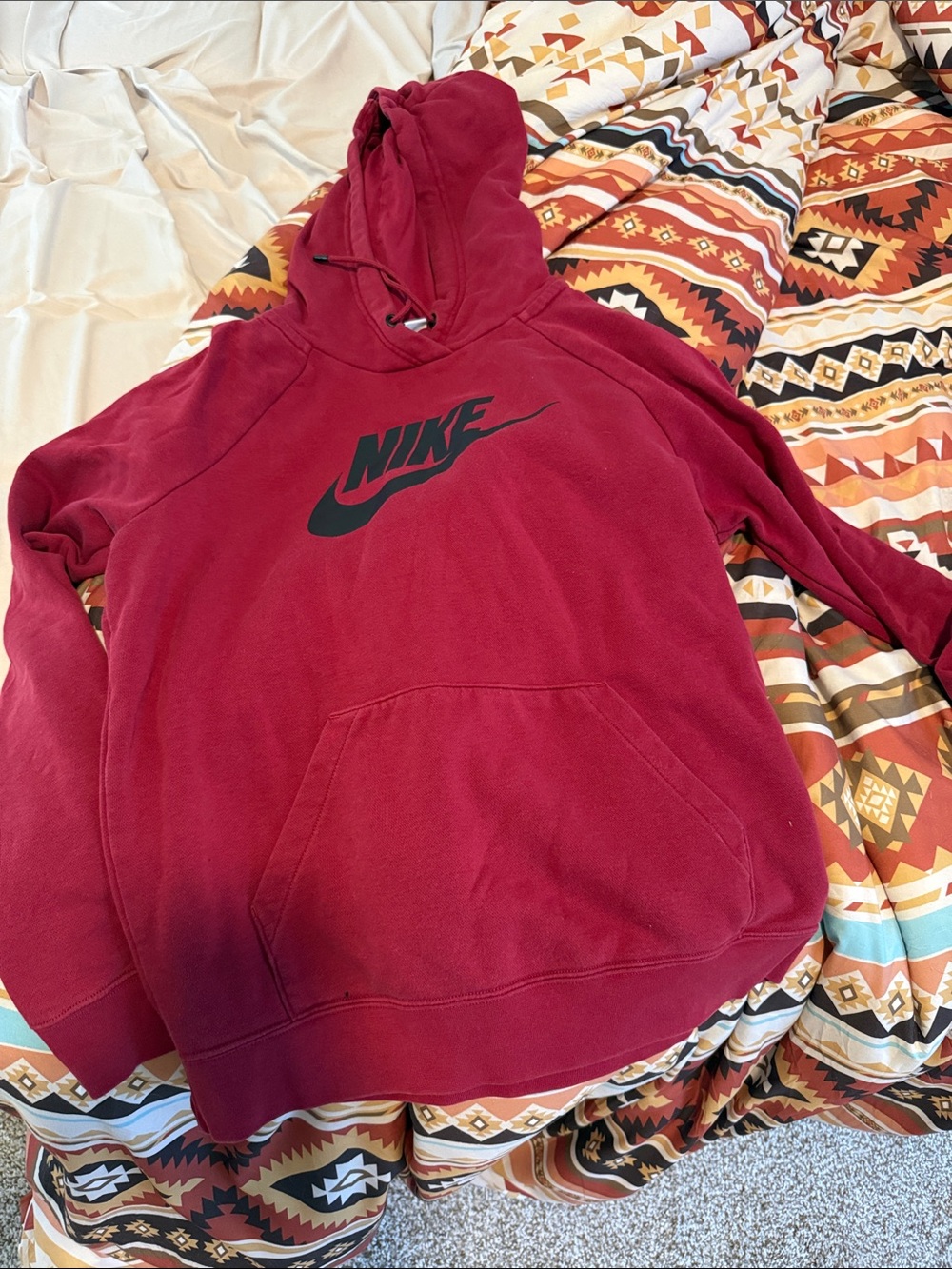 Nike Maroon Crewneck Pullover Hoodie with Black Logo